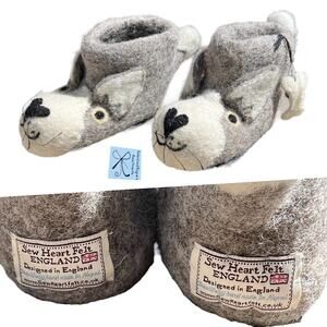 Sew Heart Felt England Dog Kids Slippers Baby Sz 1/2 Years